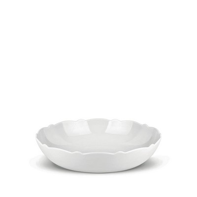 dressed white porcelain salad bowl with relief decoration